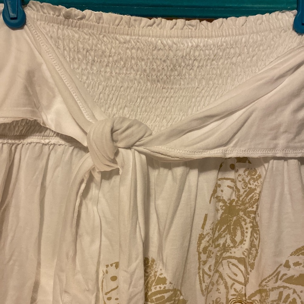 Arizona white cotton skirt with Hawaiian print and fabric tie - Picture 4 of 6
